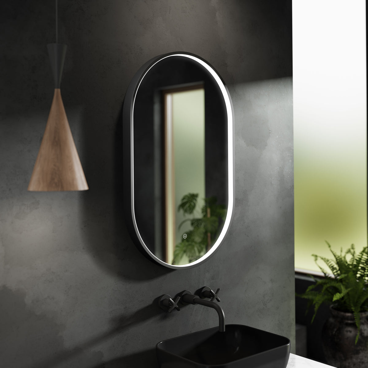 Nuie Columba 500 x 800mm Inset Frame LED Mirror – Black or Brushed Brass