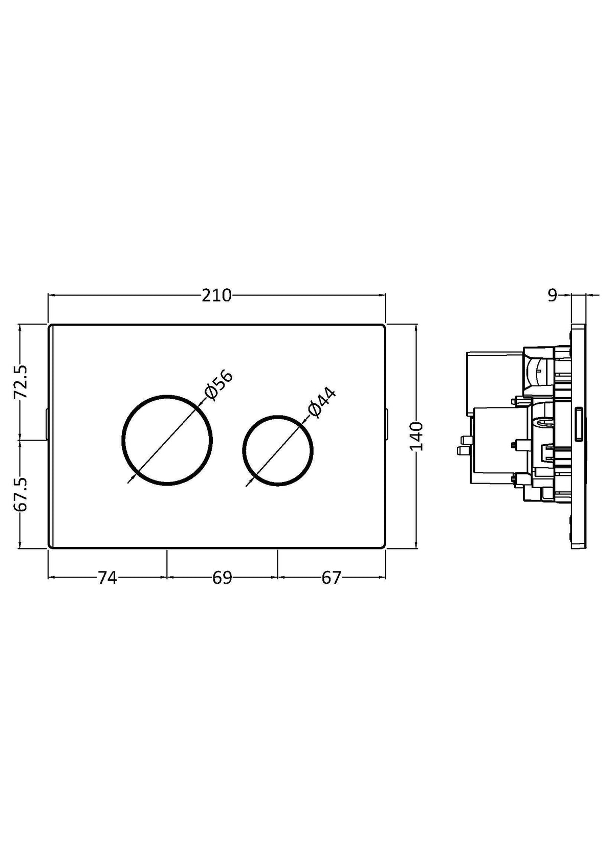 Nuie Round Dual Flush Push Button, photo 5