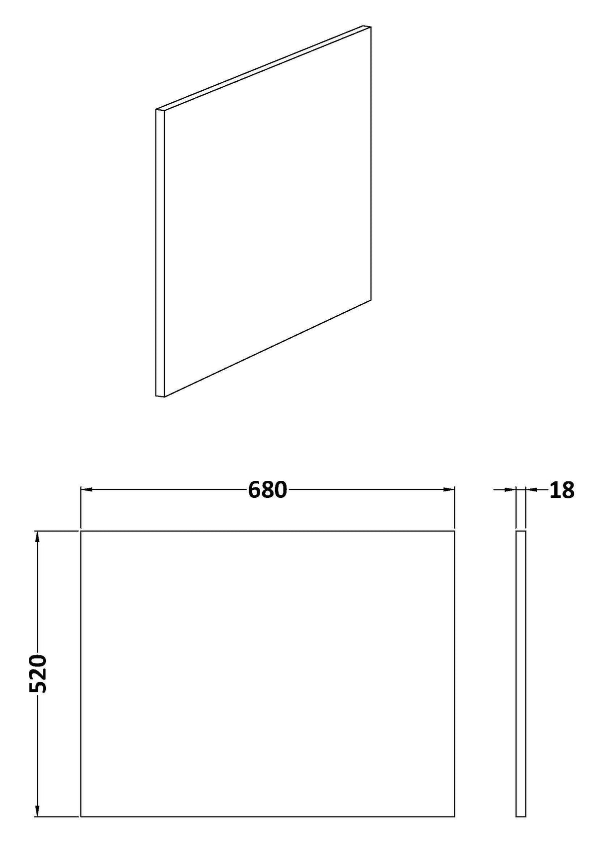 Nuie Havana 18mm 680 x Square MFC Smooth Matt Shower Bath End Panel – Soft Linen or Smoked Red, photo 3