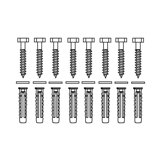 Pressalit Mounting Kit (8 pcs), For Brick Wall V8610
