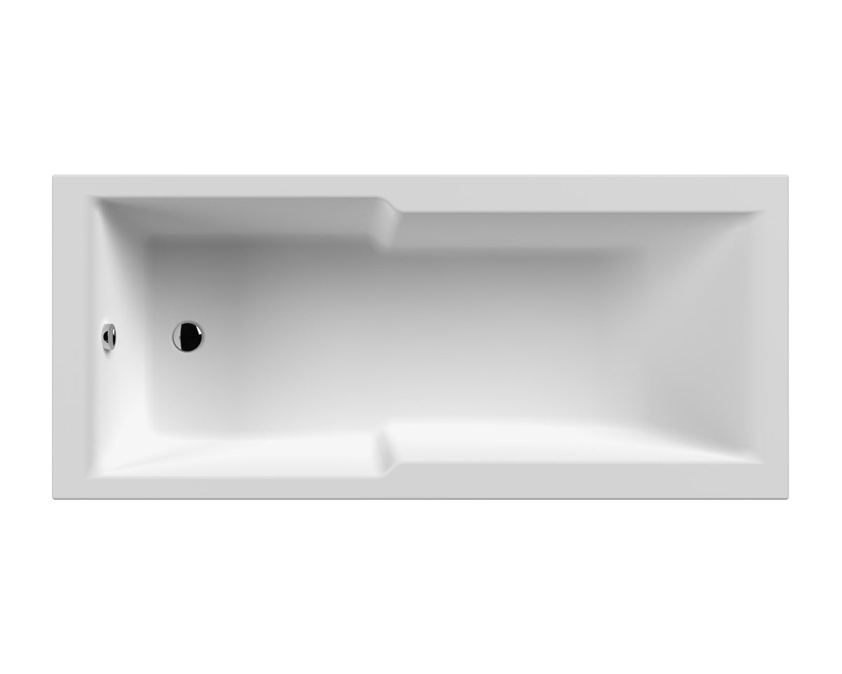 Nuie 1700 x 750mm Square Single Ended Shower Bath With Legs – White, photo 2