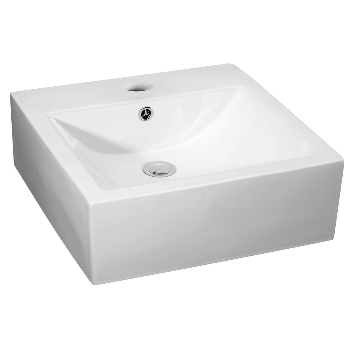 Nuie Salana 460mm 1 Tap Hole Ceramic Square Vessel Basin – White