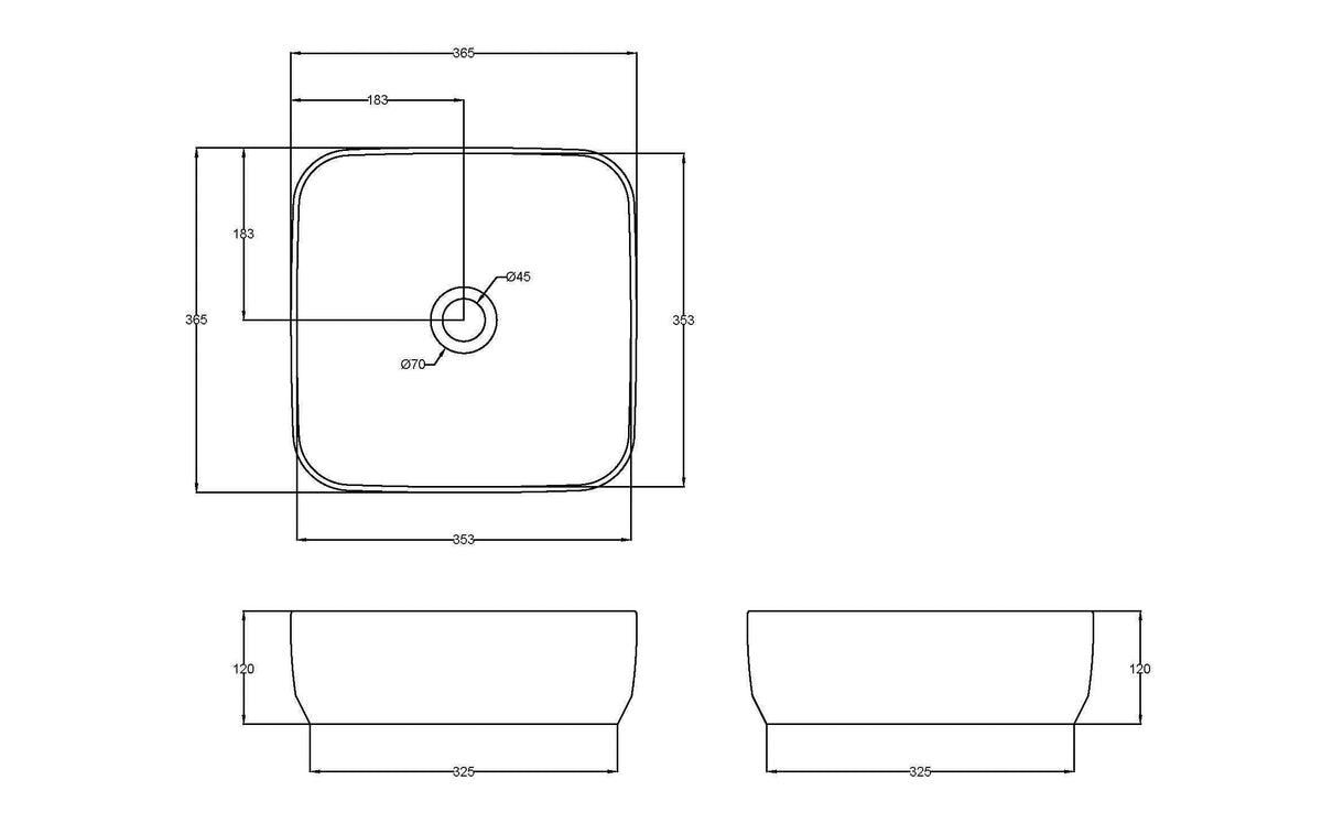 Nuie Salana 365mm Ceramic Square Vessel Basin – White, photo 2