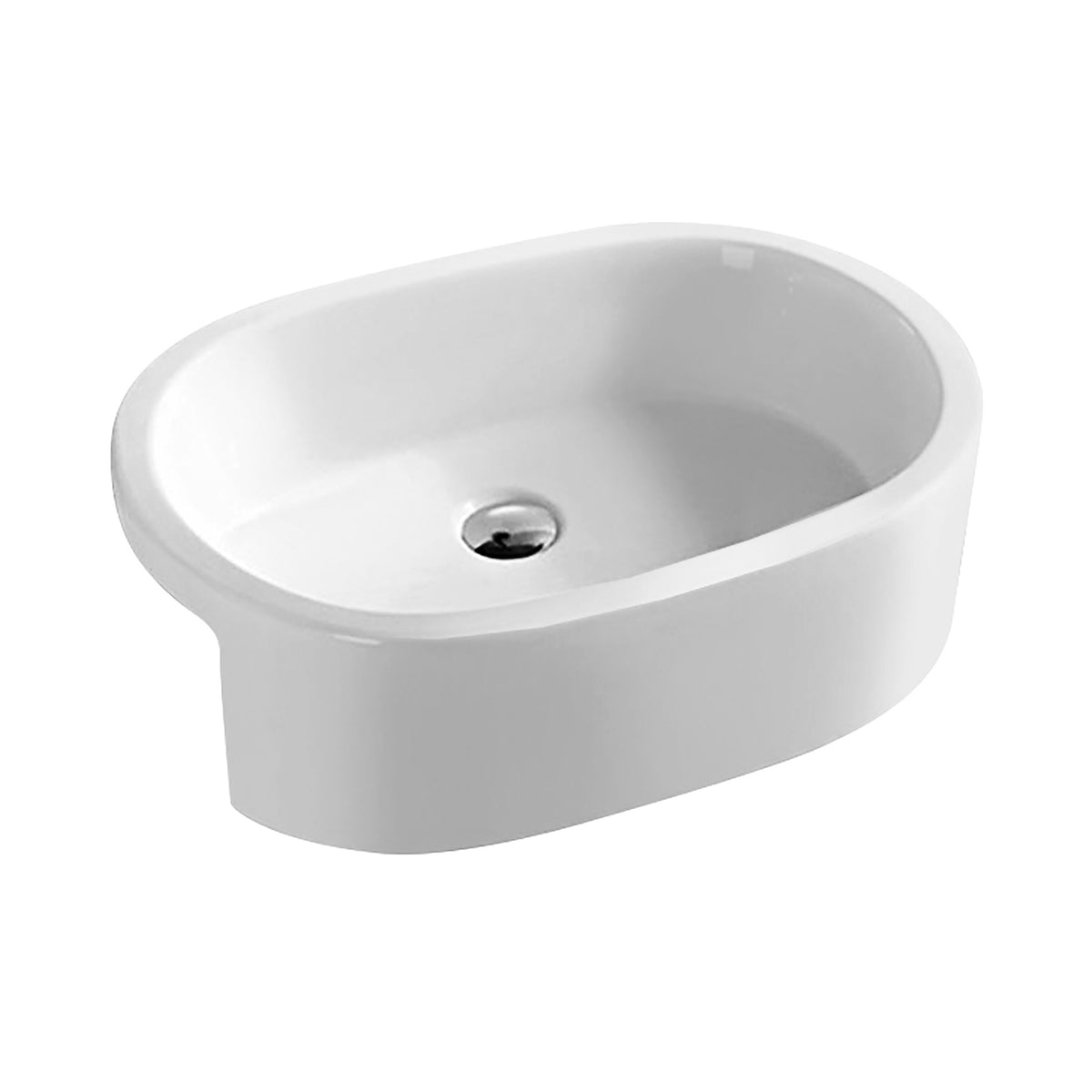 Nuie 570mm Ceramic Oval Semi-Recessed Basin – White