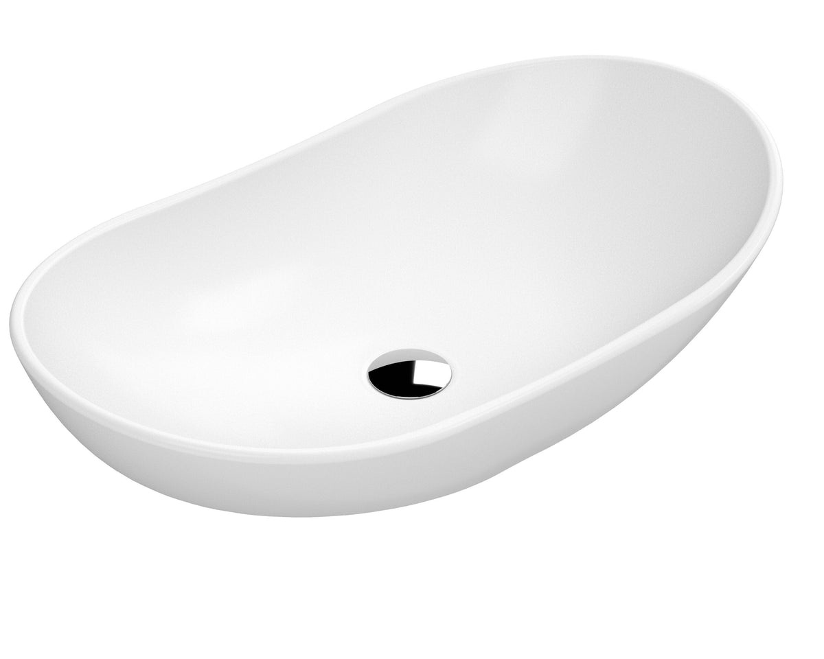 Nuie Salana 615mm Ceramic Oval Vessel – Matt White