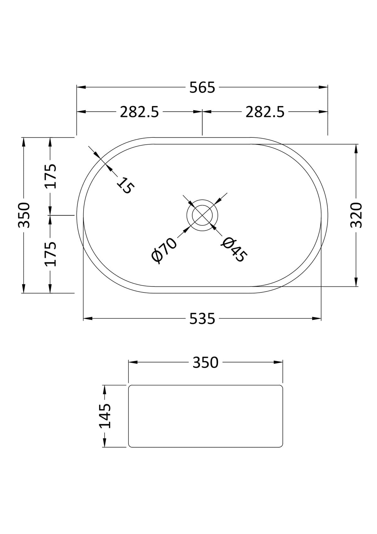Nuie Ceramic Oval Vessel Basin – 565mm & 588mm, photo 4