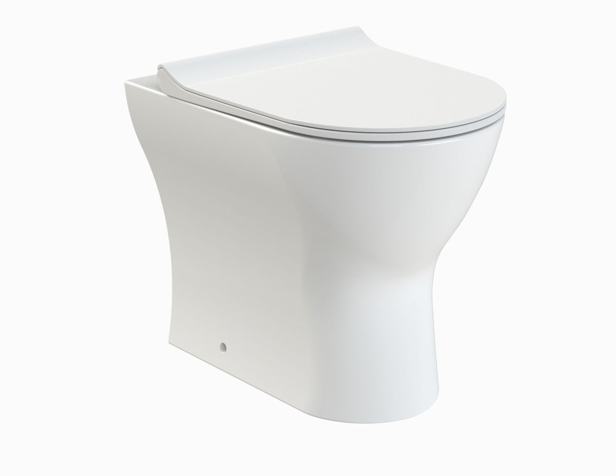 Nuie Freya Round Back to Wall Toilet Pan With Seat – White, photo 2