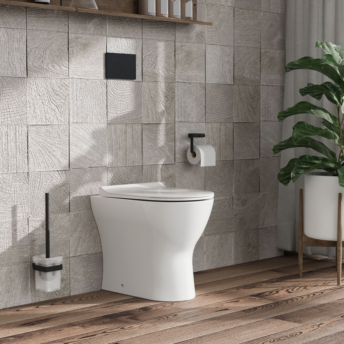 Nuie Freya Round Back to Wall Toilet Pan With Seat – White, photo 4