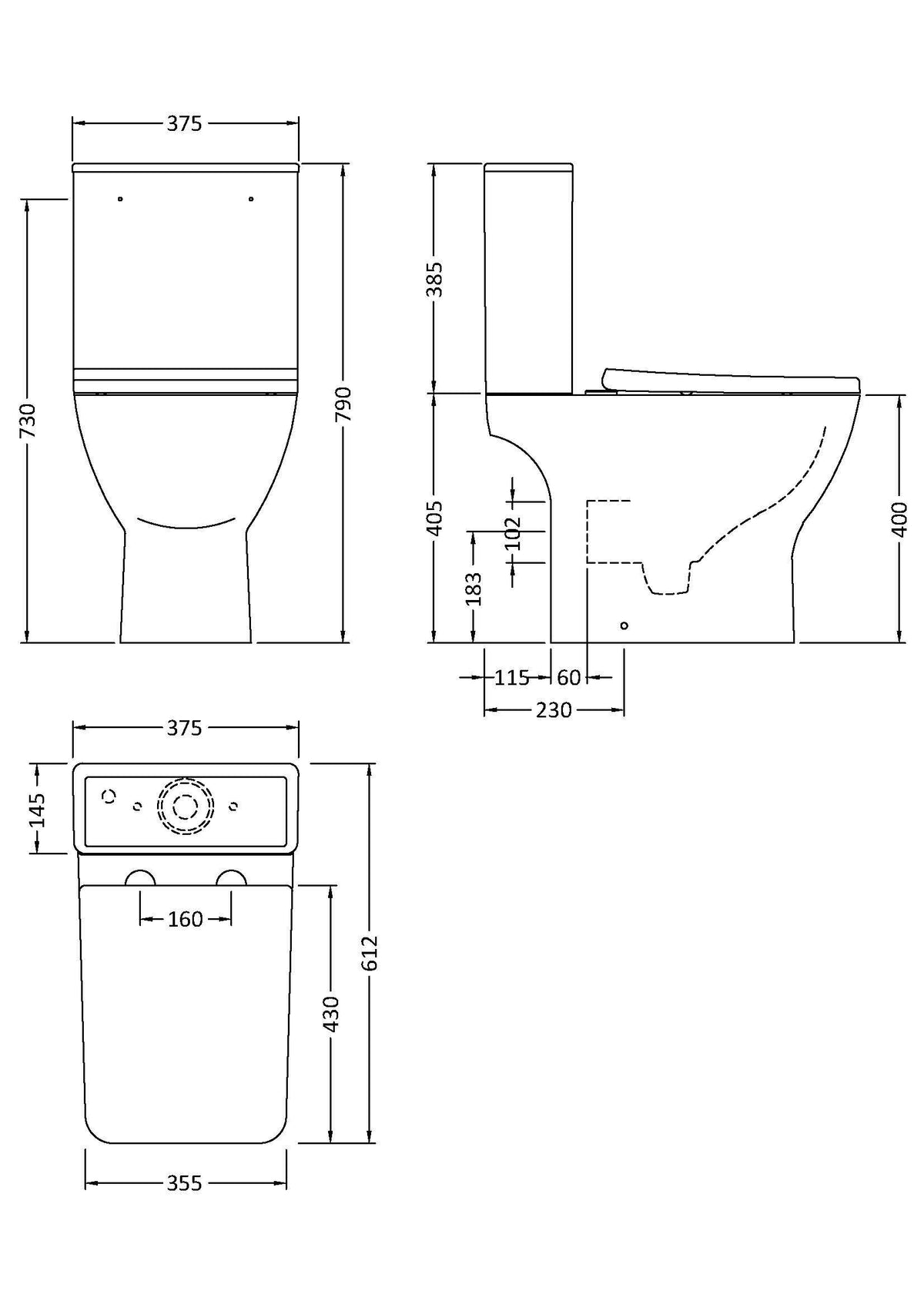 Nuie Ava Close Coupled Toilet – White, photo 3