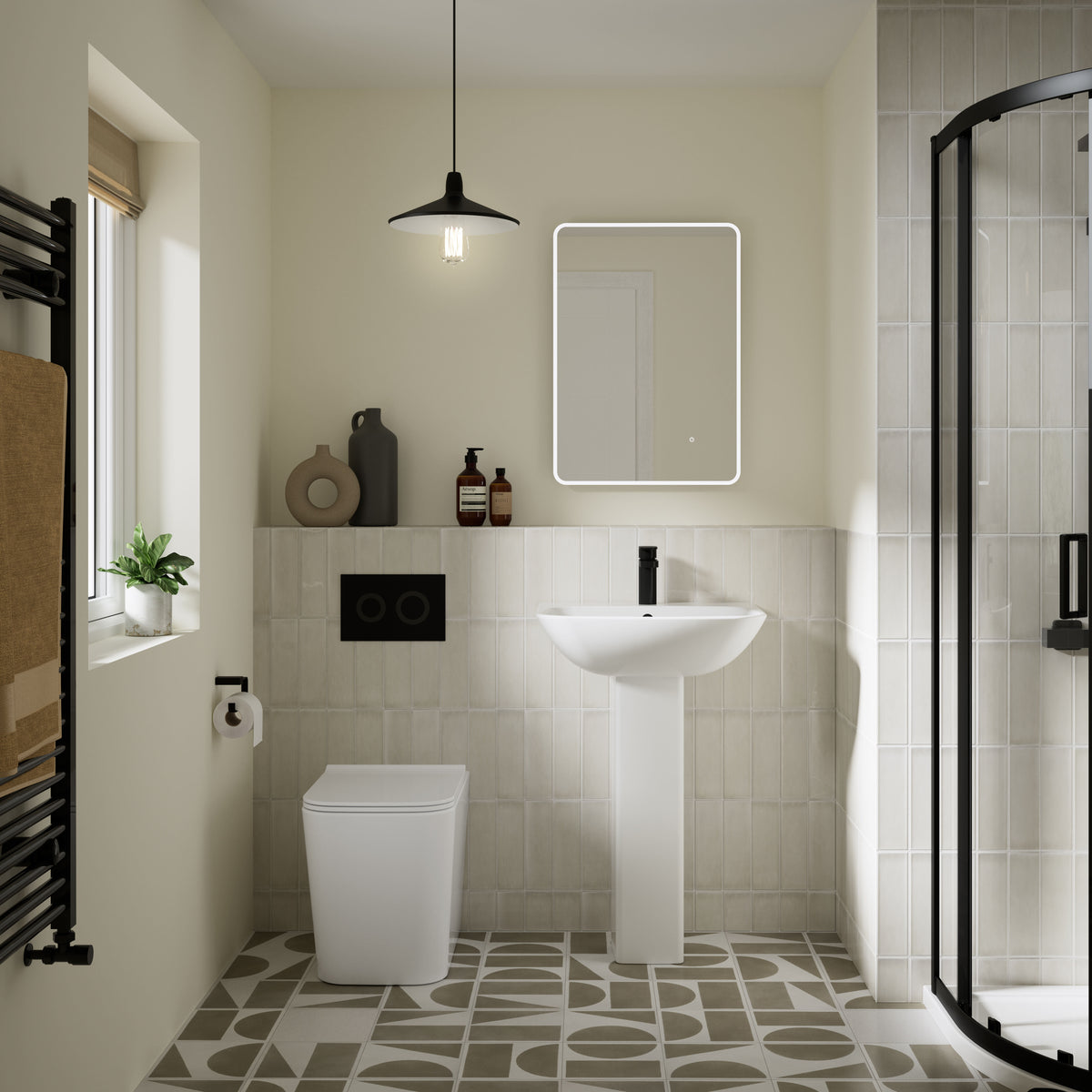 Nuie Orlen Back to Wall Square Rimless Toilet Pan With Soft Close Seat – White