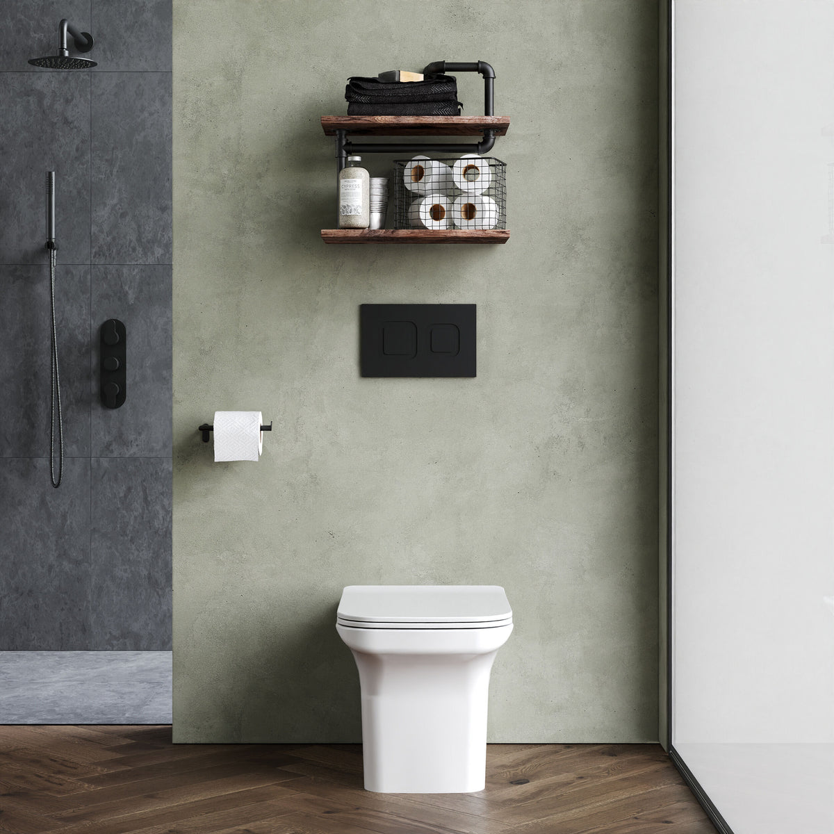 Nuie Ava Square Back to Wall Pan With Soft Close Seat – White
