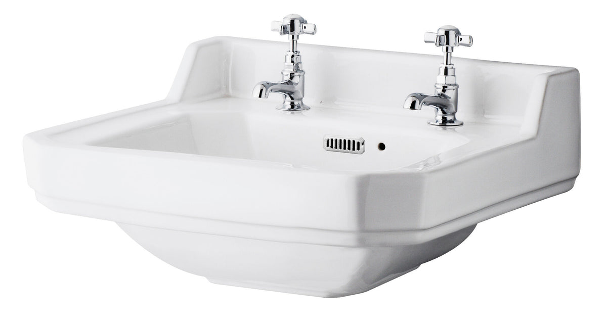 560mm Old London Richmond 2 Tap Hole Ceramic Basin – White, photo 2