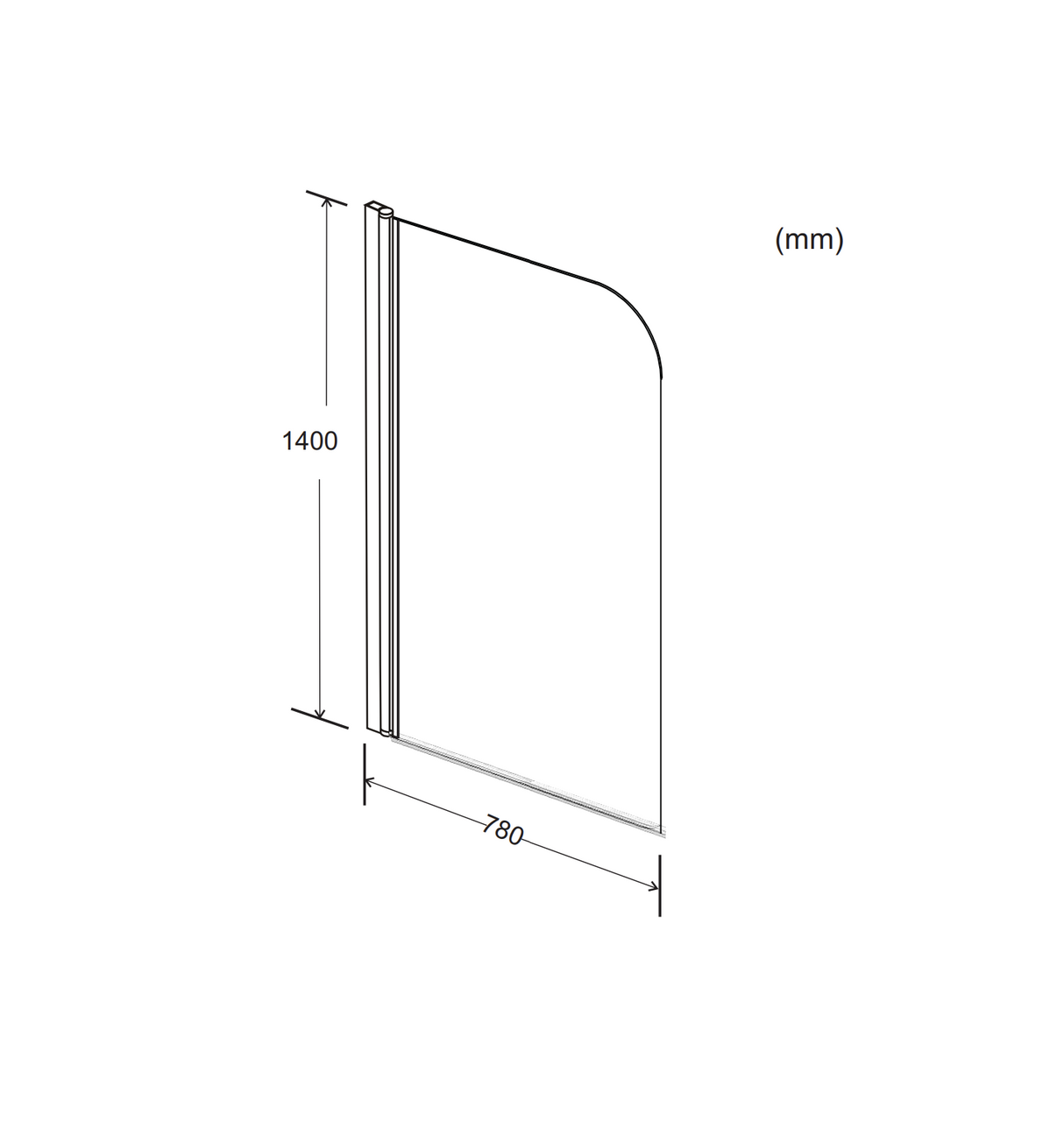 Kartell K-VIT Nero 1400x780mm Straight Bath Screen with Radius Edge - Matt Black (NER-SS)