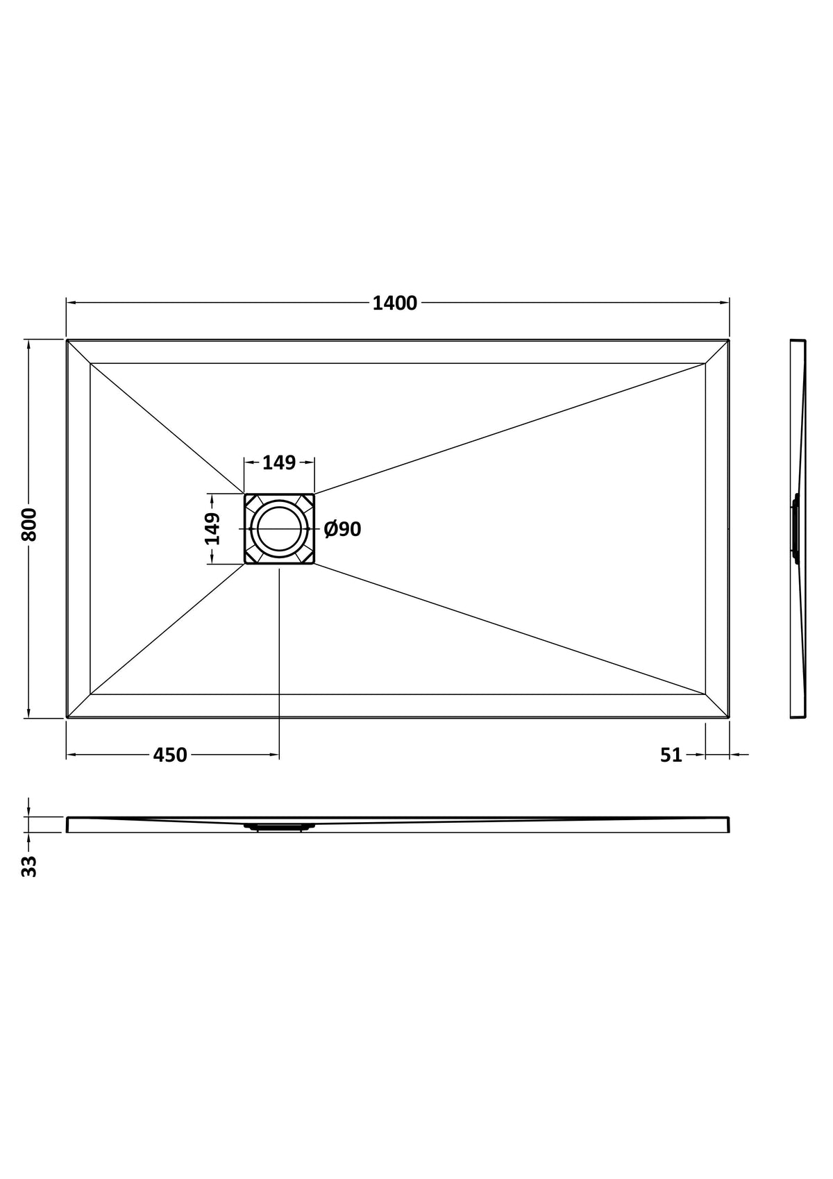 Nuie Slimline Rectangular Shower Tray, photo 7