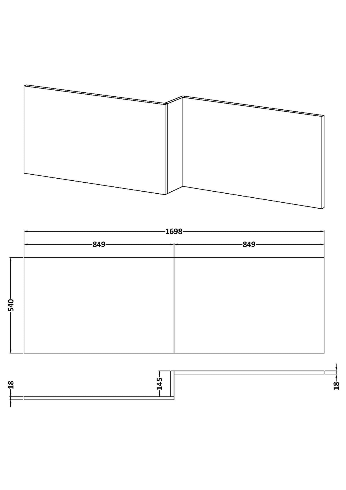Nuie Square PVC Shower Bath Side Panel Waterproof – 1700mm & 1800mm, photo 3