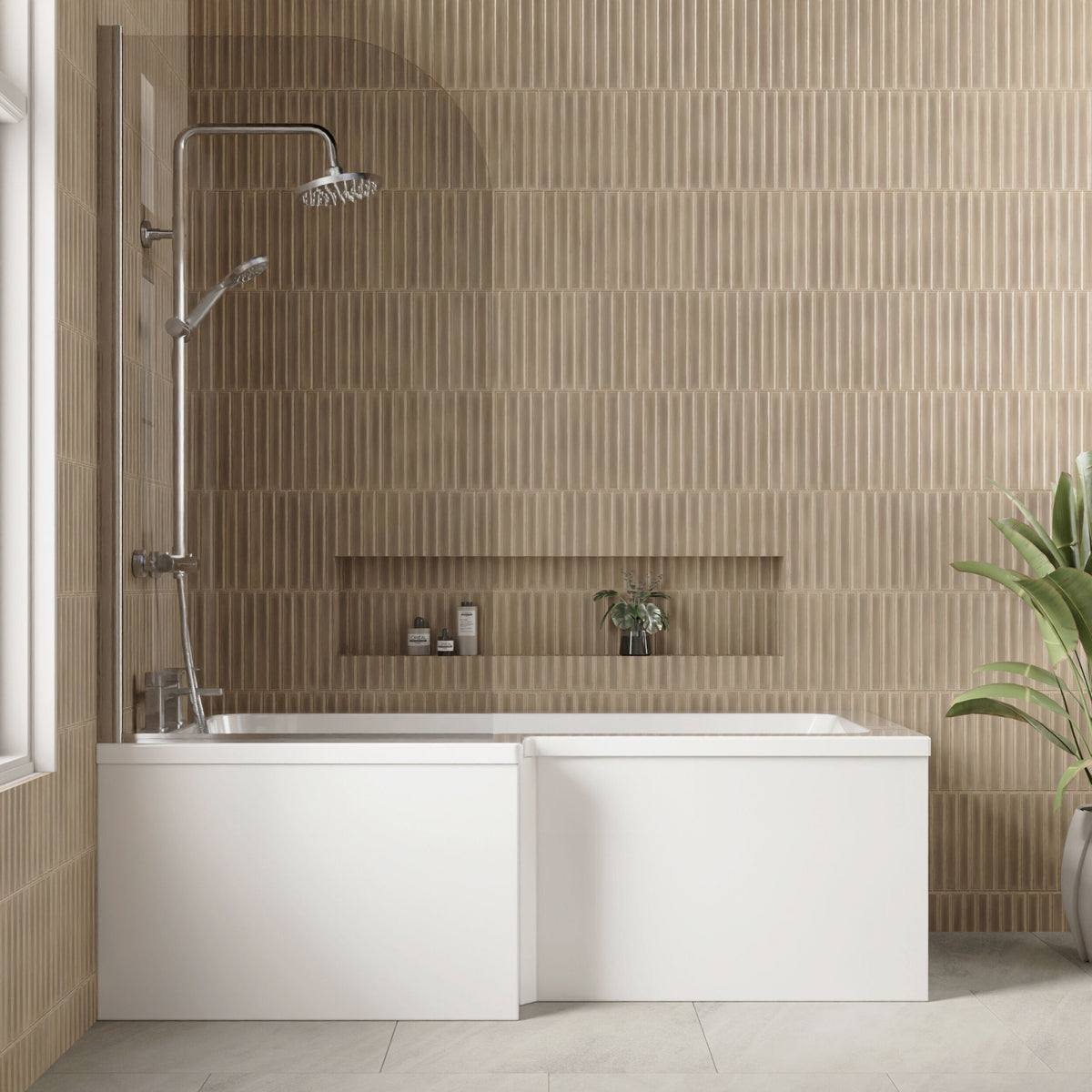 Nuie Square PVC Shower Bath Side Panel Waterproof – 1700mm & 1800mm