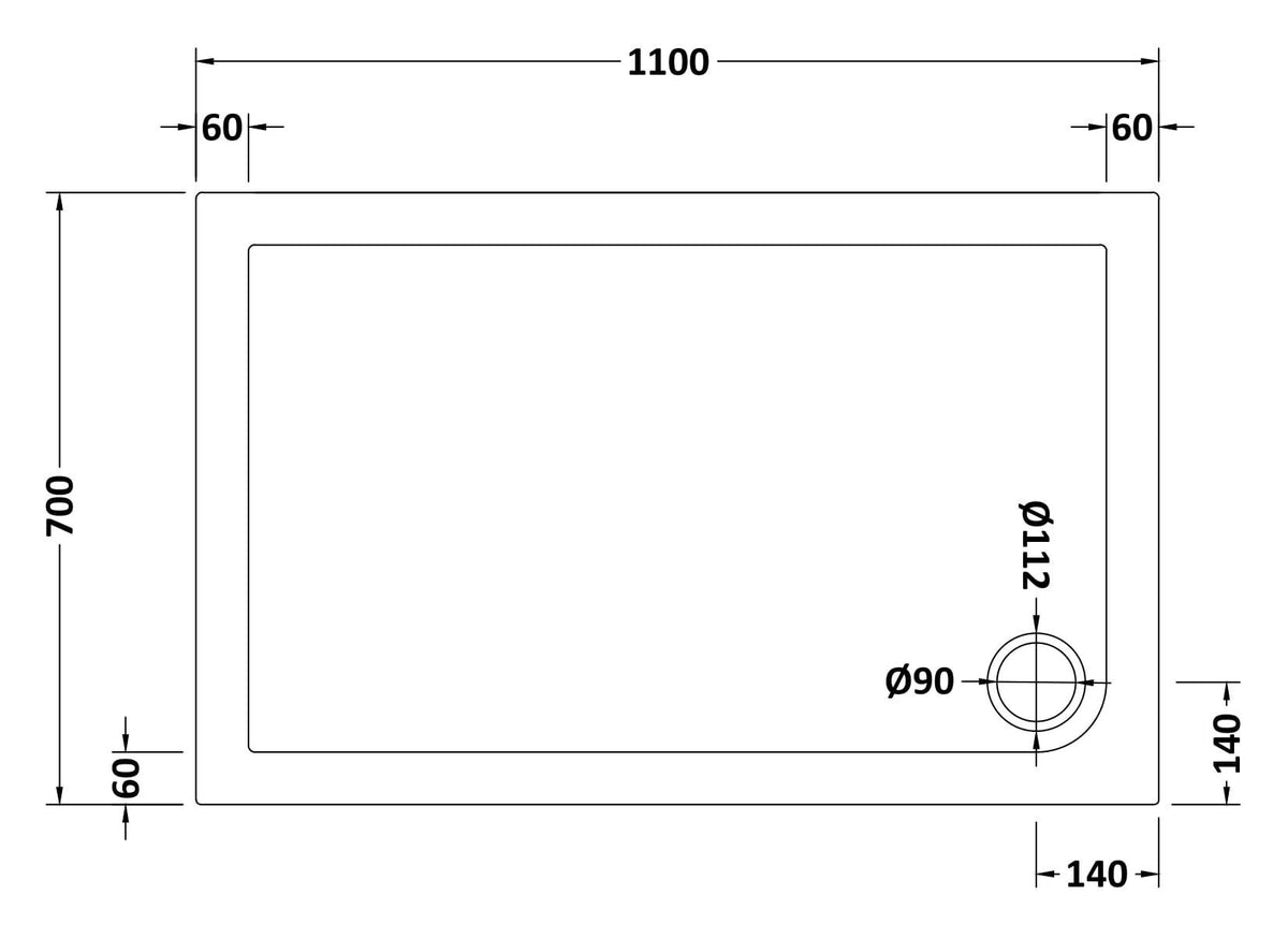 Nuie Slip Resistant Slimline Rectangular Shower Tray, photo 7