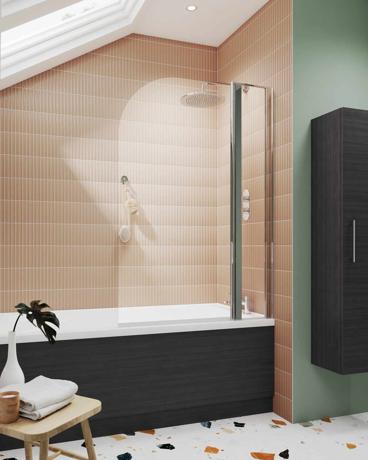 Nuie 1000mm Bath Screen With Fixed Panel – Chrome