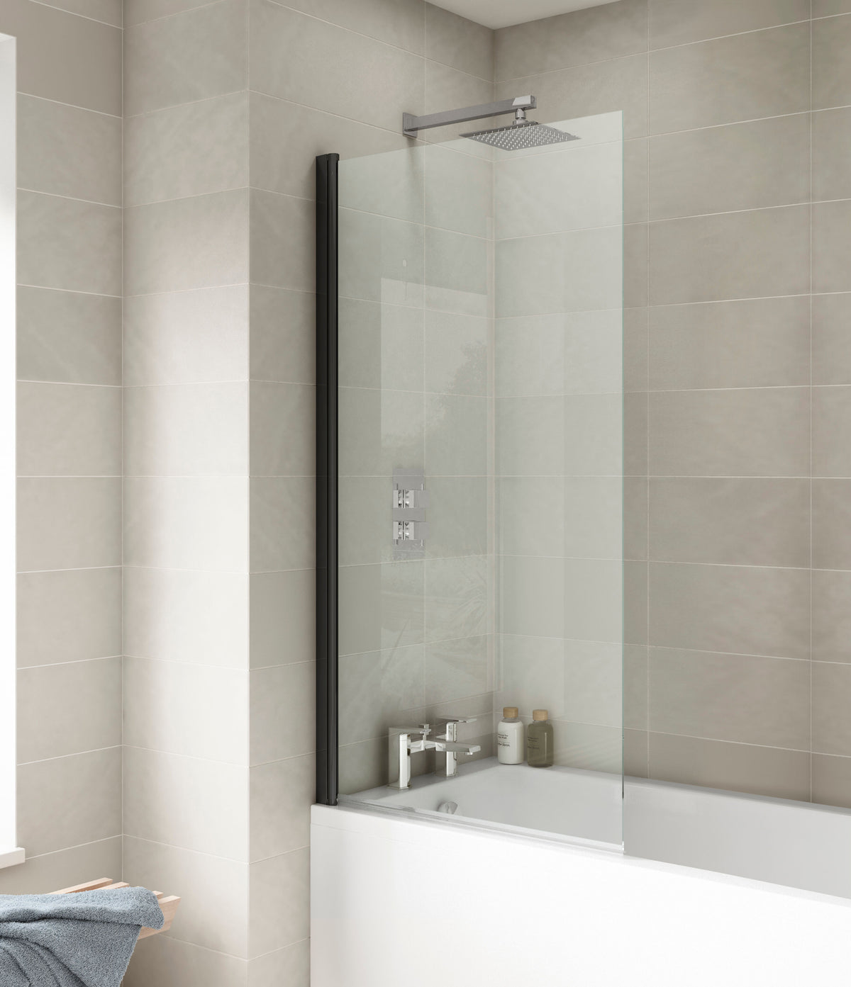 Nuie Square Bath Screen – Matt Black, photo 4