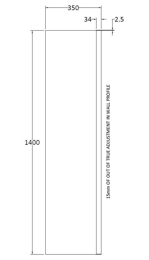 Nuie Bath Screen – 1400mm High – 350mm & 800mm, photo 5