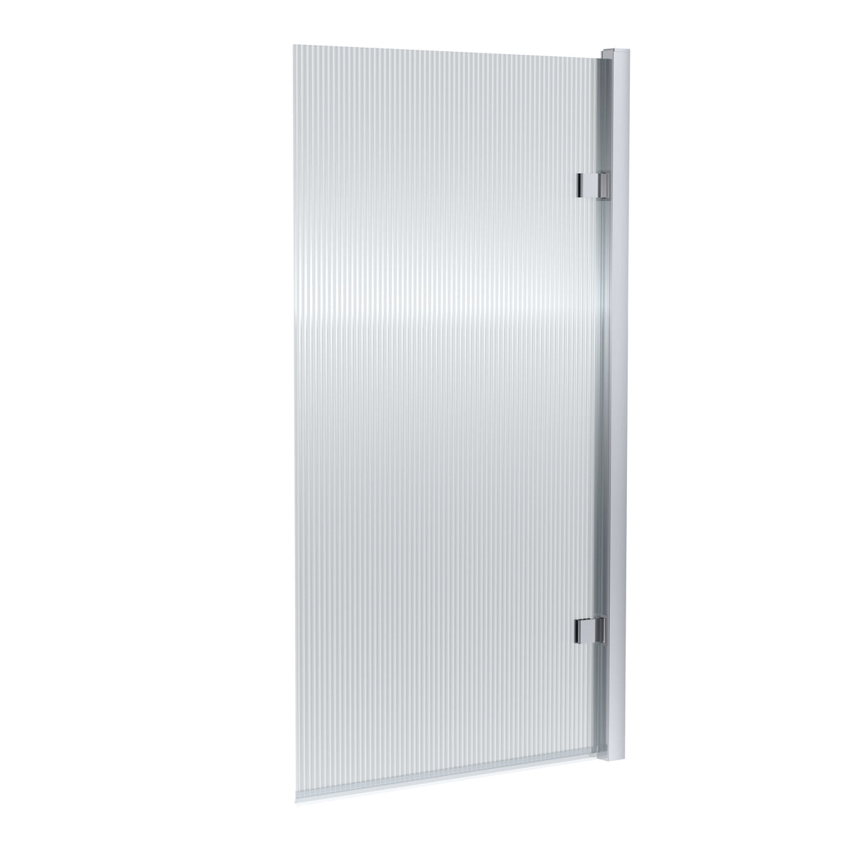 Nuie 830mm Fluted Hinged Bath Screen – Chrome, Brushed Brass or Matt Black, photo 2