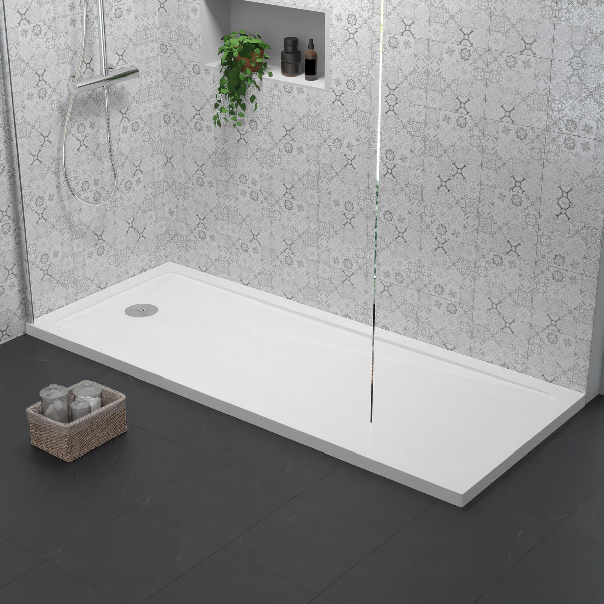 Nuie 1700 x 700mm Slimline Bath Replacement Shower Tray – White