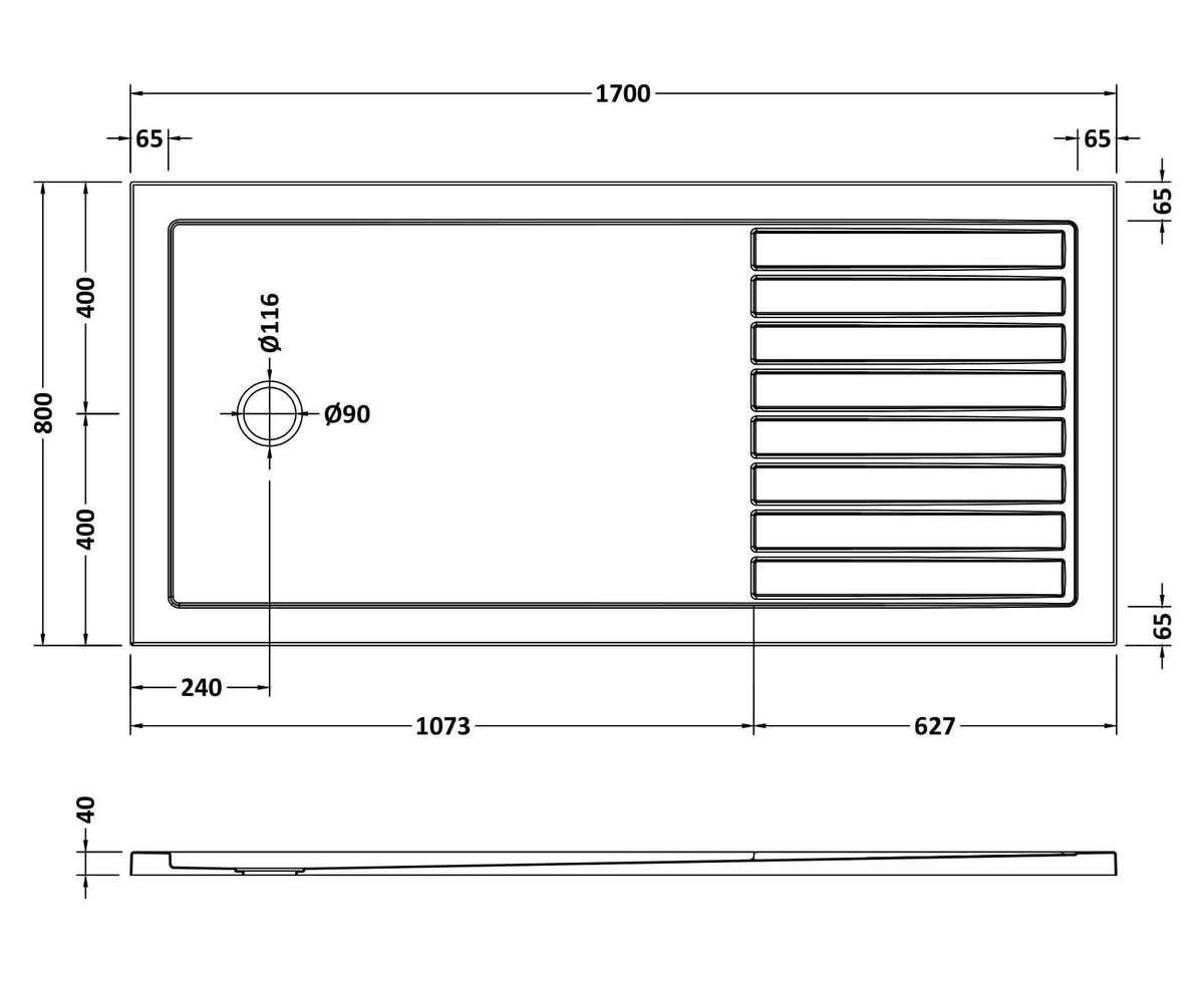 Nuie Slimline Rectangular Walk In Shower Tray – 1400 x 800mm, 1400 x 900mm, 1600 x 800mm, 1700 x 700mm & 1700 x 800mm, photo 7