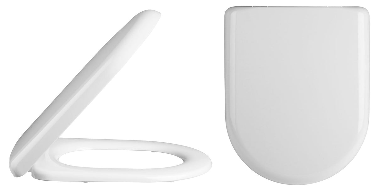 Nuie D-Shaped Soft Close Toilet Seat With Top Fix Hinge – White