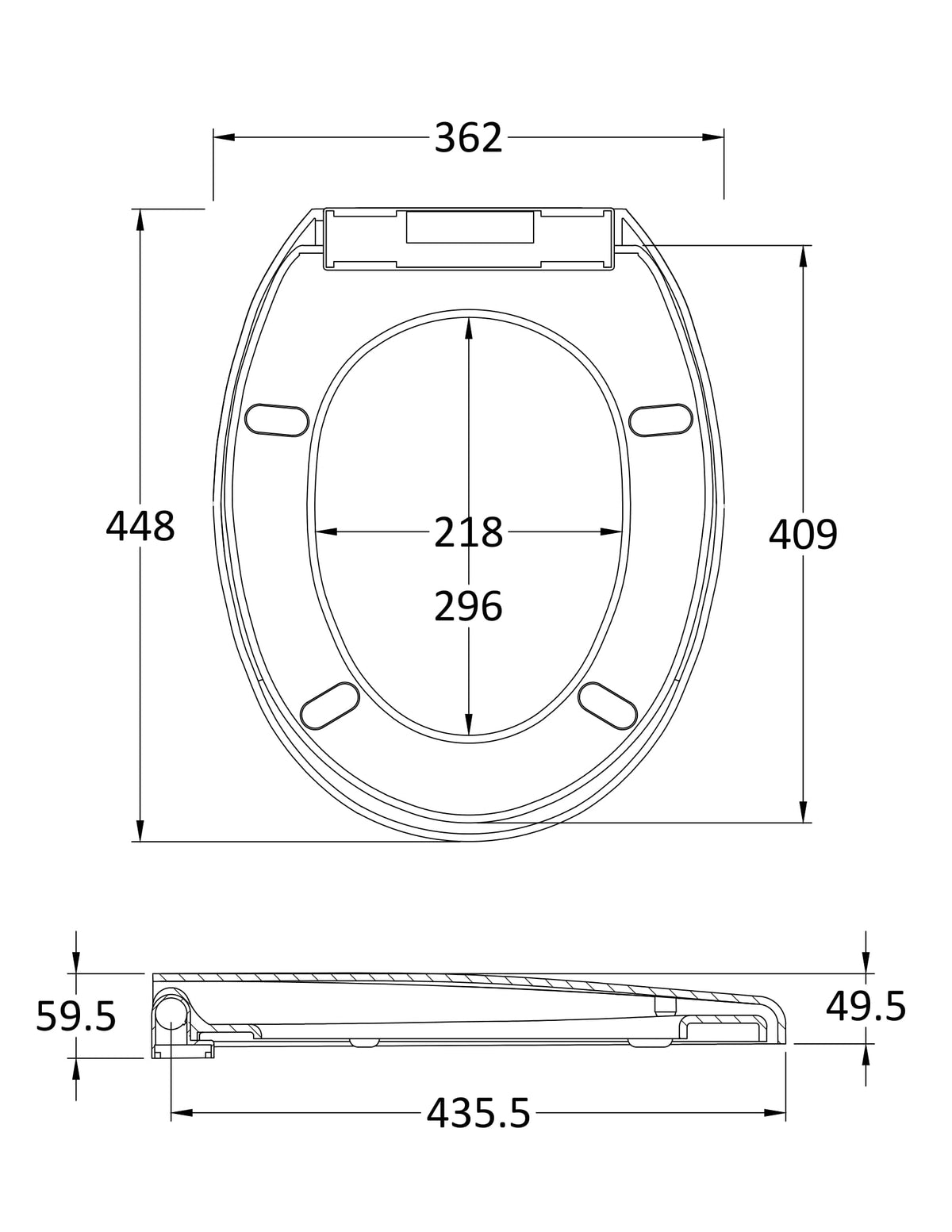 Nuie Round Soft Close Toilet Seat With Top Fix Hinge – White, photo 2