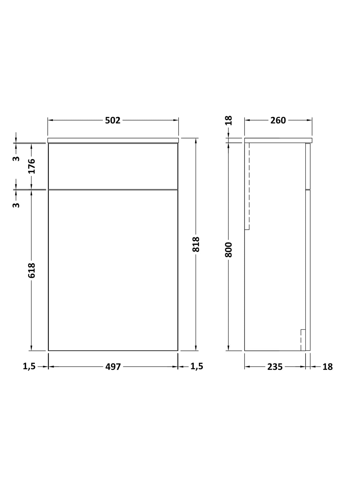 Nuie Arno 500mm Floor Standing WC Unit, photo 8