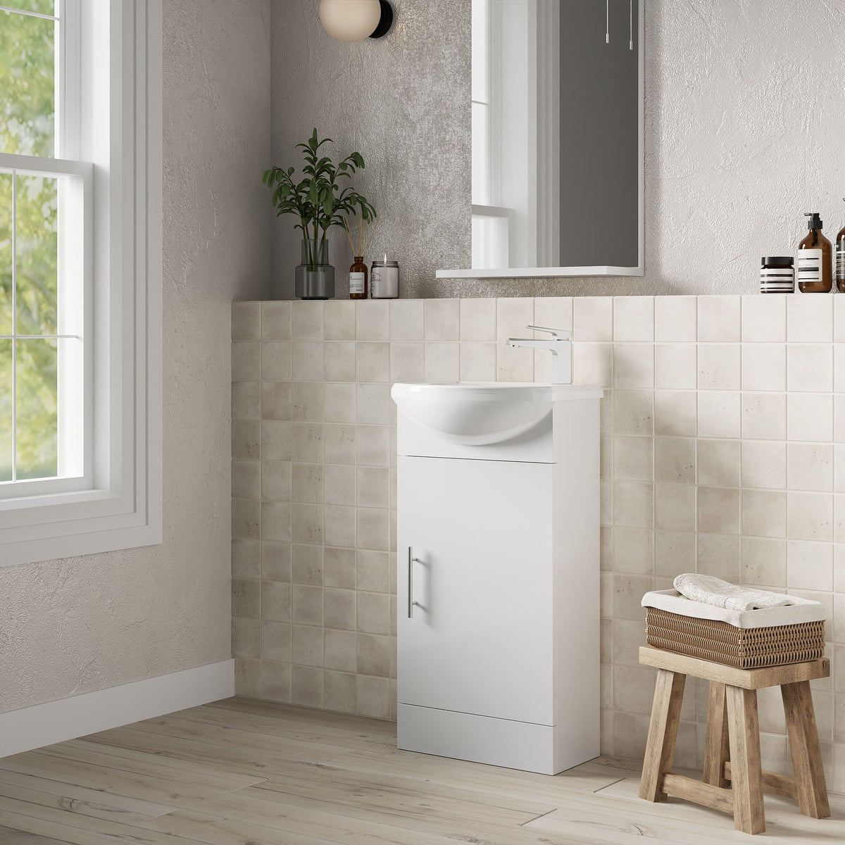 Nuie Mayford 1 Door Floor Standing Compact Vanity Unit With Basin – 400mm, 450mm & 500mm