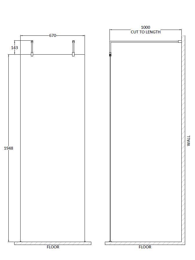 Nuie Frameless Wetroom Screen – 320mm, 700mm, 760mm, 800mm, 900mm, 1000mm, 1100mm, 1200mm & 1400mm, photo 5