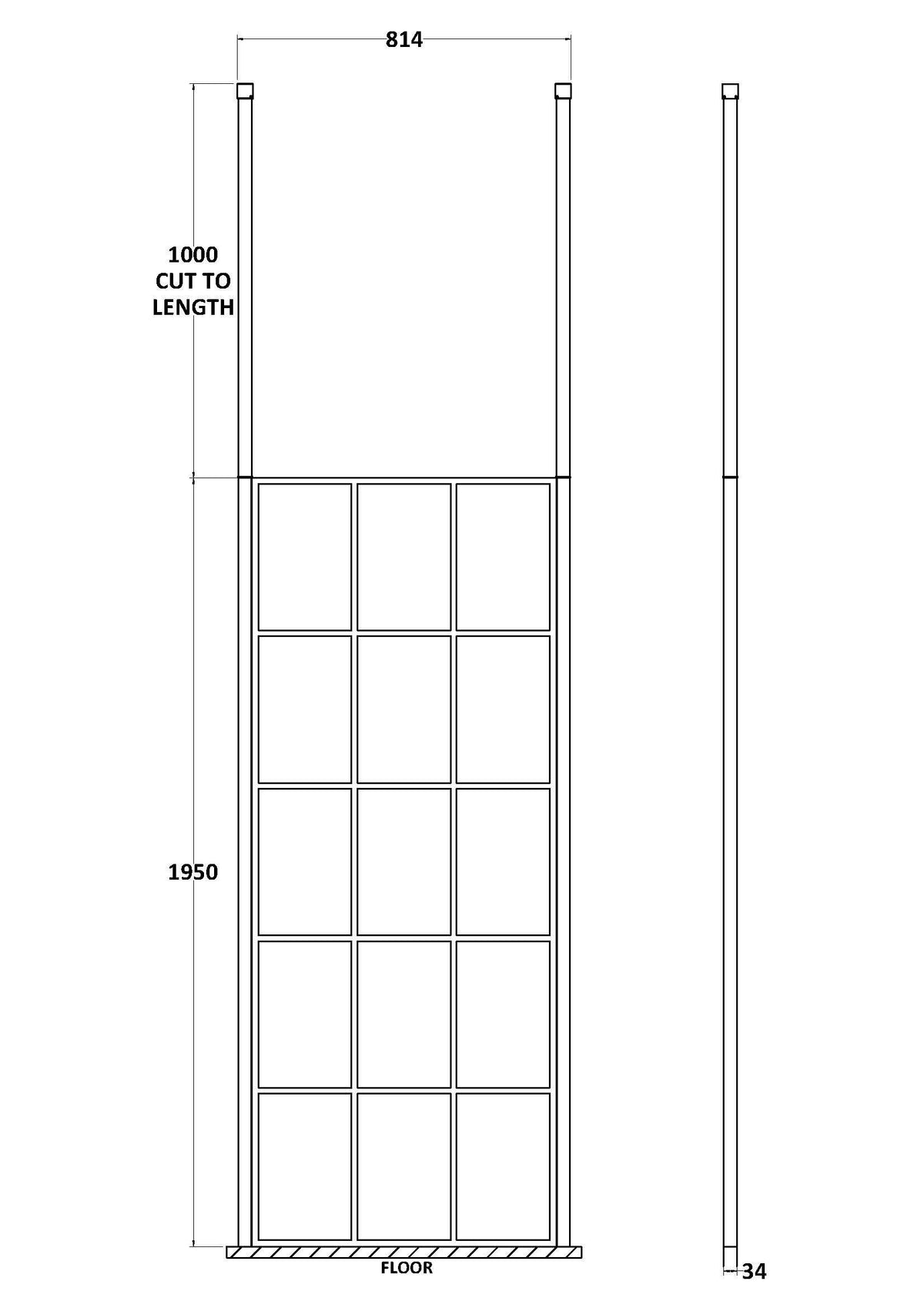 Nuie Frame Screen Wetroom With Ceiling Posts – 700mm, 760mm, 800mm & 900mm, photo 4