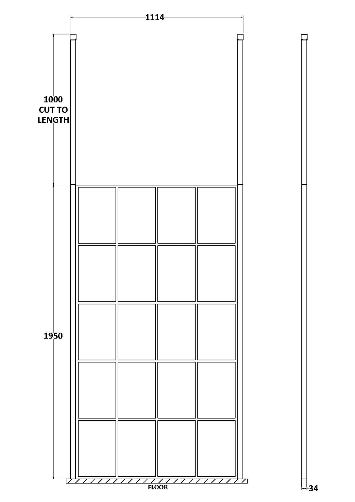 Nuie Framed Wetroom Screen – 1950mm High – 1000mm, 1100mm, 1200mm & 1400mm, photo 3