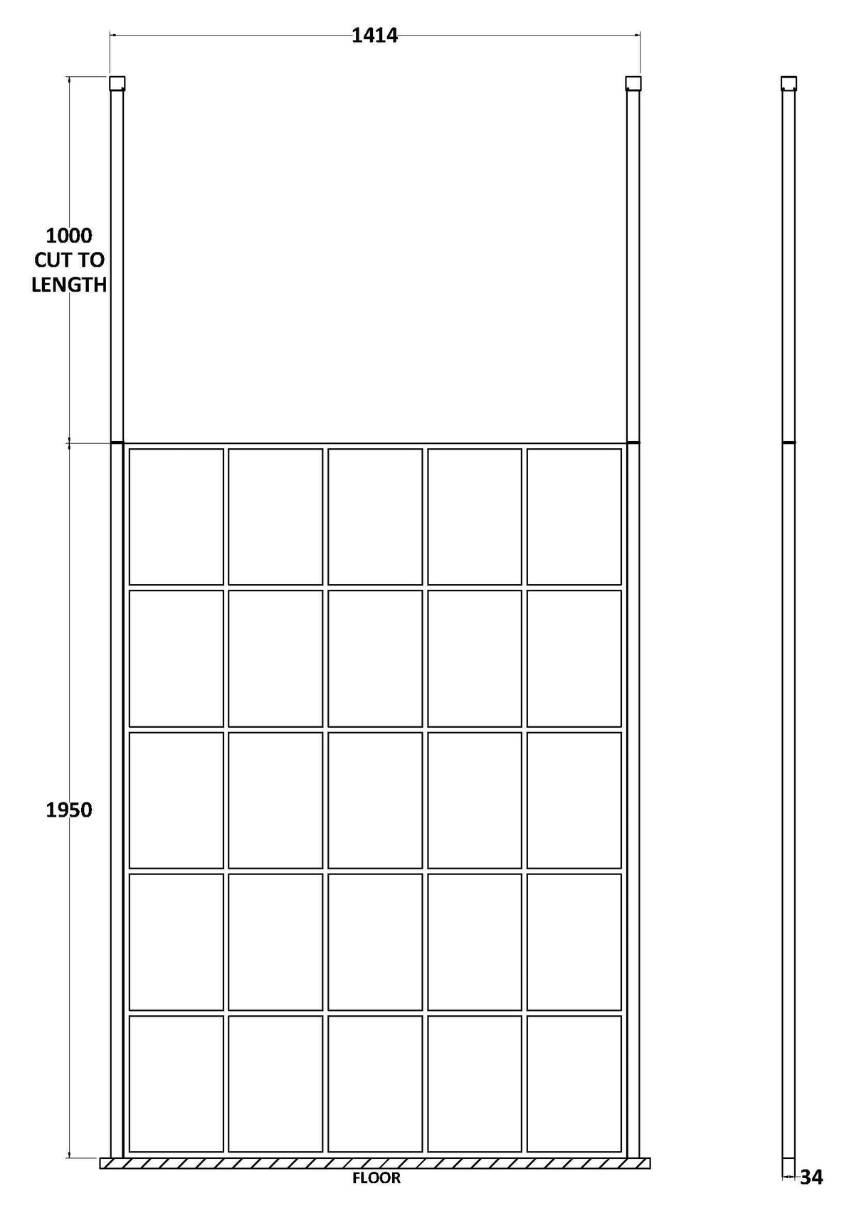 Nuie Framed Wetroom Screen – 1950mm High – 1000mm, 1100mm, 1200mm & 1400mm, photo 5