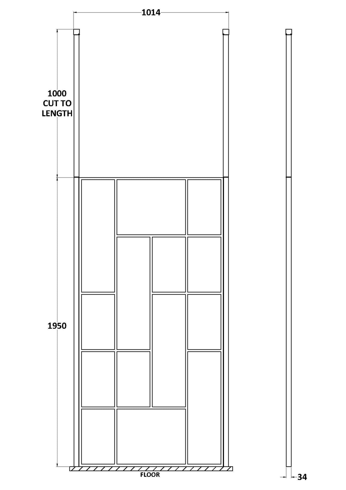 Nuie Framed Wetroom Screen – 1950mm High – 750mm, 800mm, 850mm, 900mm, 1050mm, 1150mm, 1250mm & 1450mm, photo 6