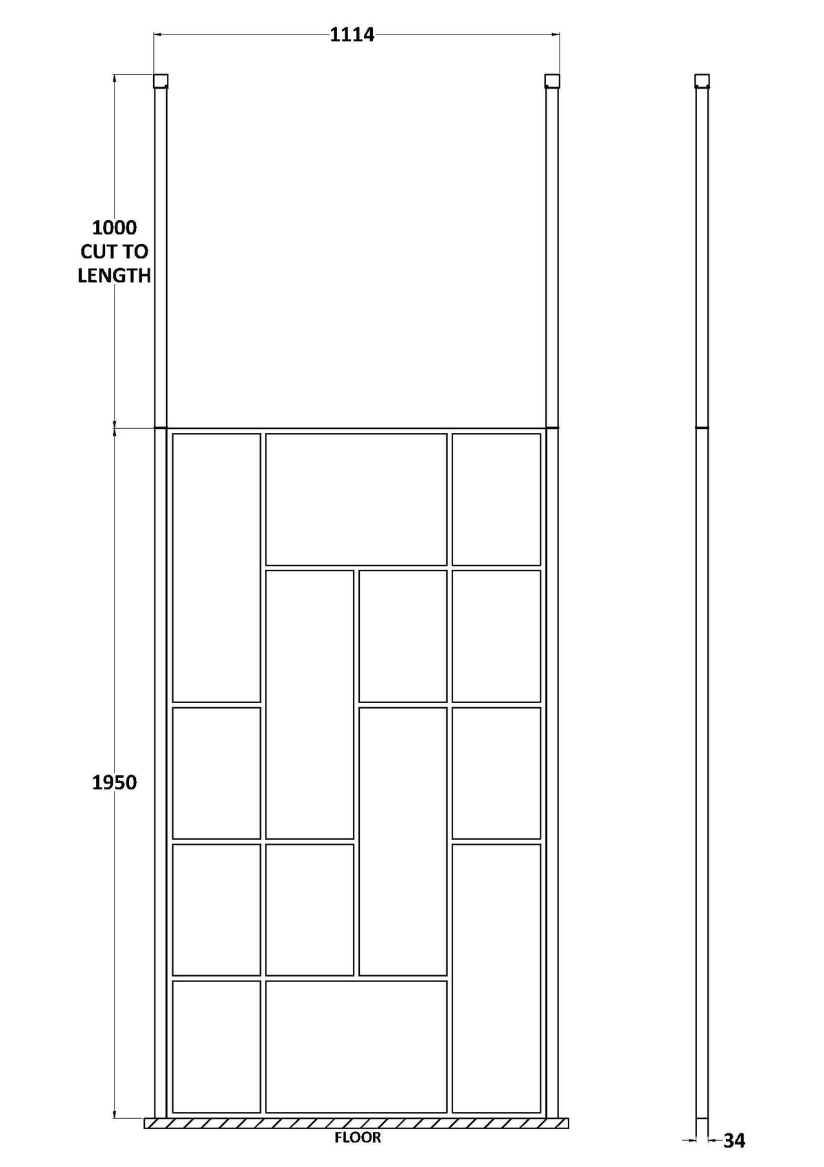 Nuie Framed Wetroom Screen – 1950mm High – 750mm, 800mm, 850mm, 900mm, 1050mm, 1150mm, 1250mm & 1450mm, photo 7