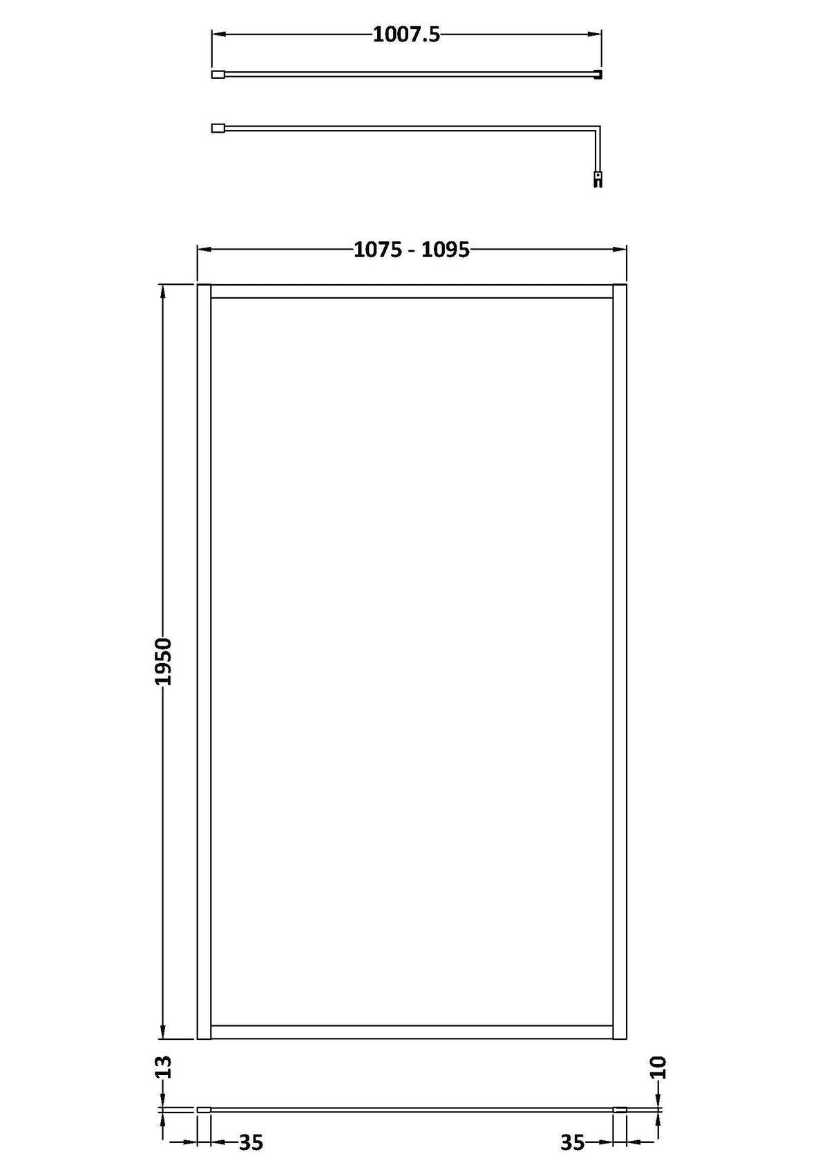 Nuie Framed Wetroom Screen – 1950mm High – 700mm, 760mm, 800mm, 900mm, 1000mm, 1100mm, 1200mm & 1400mm, photo 8