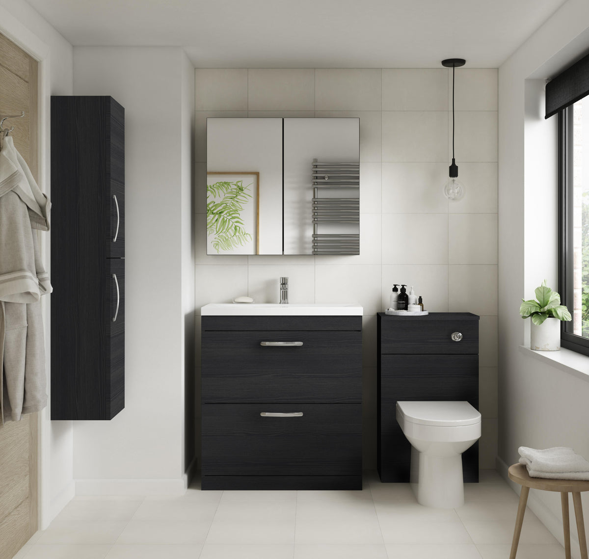 Nuie Fusion 800mm 2 Door Wall Hung Fitted Mirror Cabinet (50/50)
