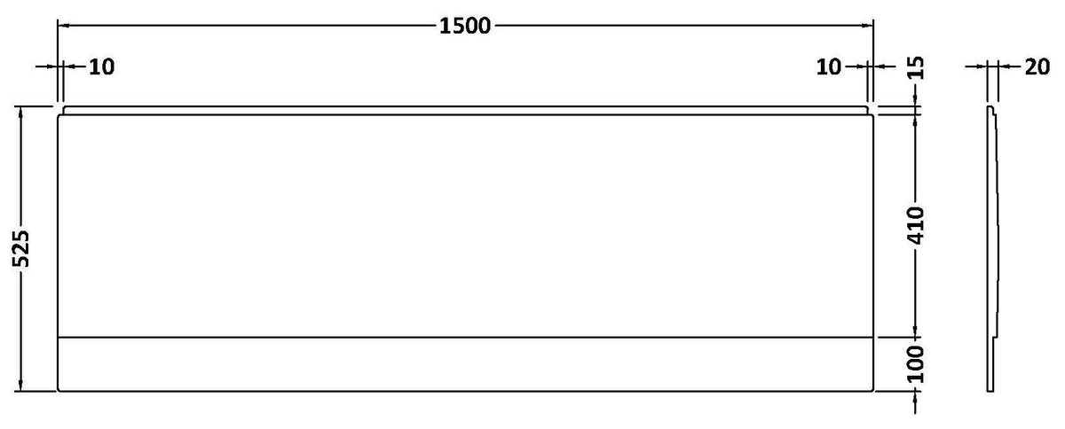 Nuie Acrylic Front Bath Panel – 1500mm, 1600mm, 1700mm & 1800mm, photo 3