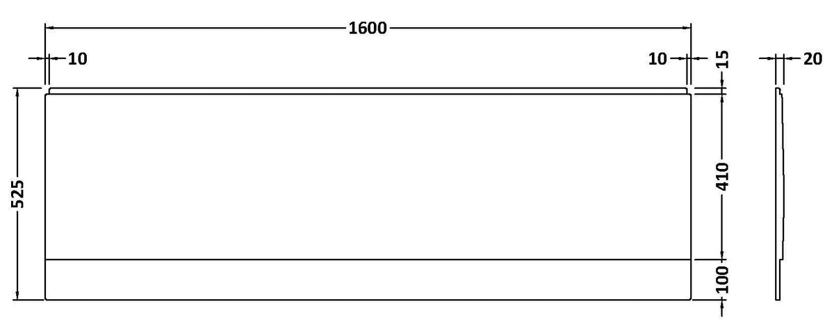 Nuie Acrylic Front Bath Panel – 1500mm, 1600mm, 1700mm & 1800mm, photo 4