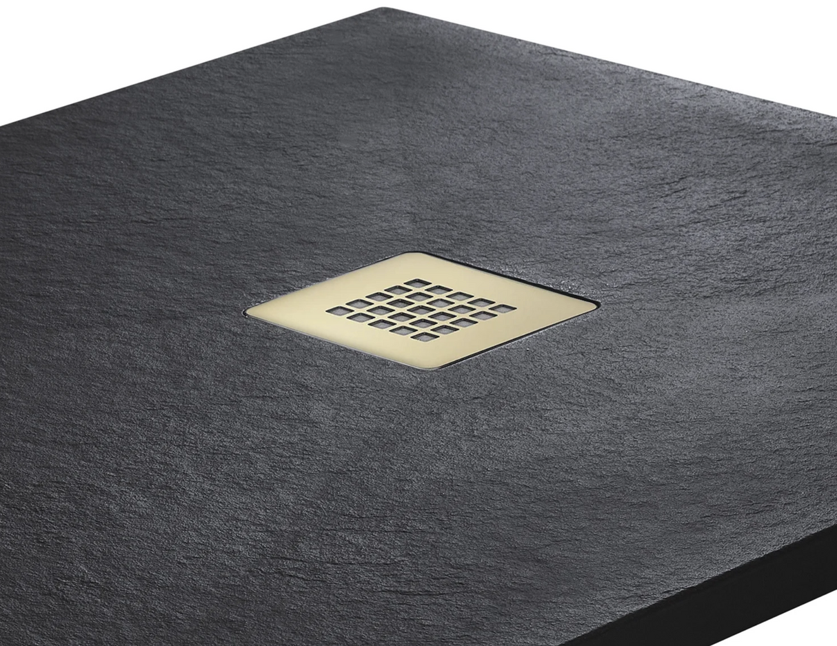 Kartell K-VIT Naturals Stone Effect Rectangle Shower Tray - 1200x700mm Graphite (STOR1207GP)