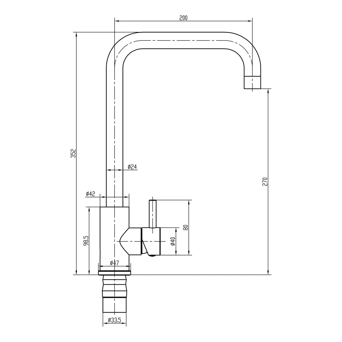 Nuie Top Fix Square Kitchen Tap, photo 6