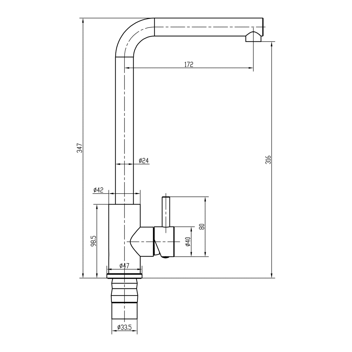 Nuie Top Fix L-Neck Kitchen Tap, photo 7