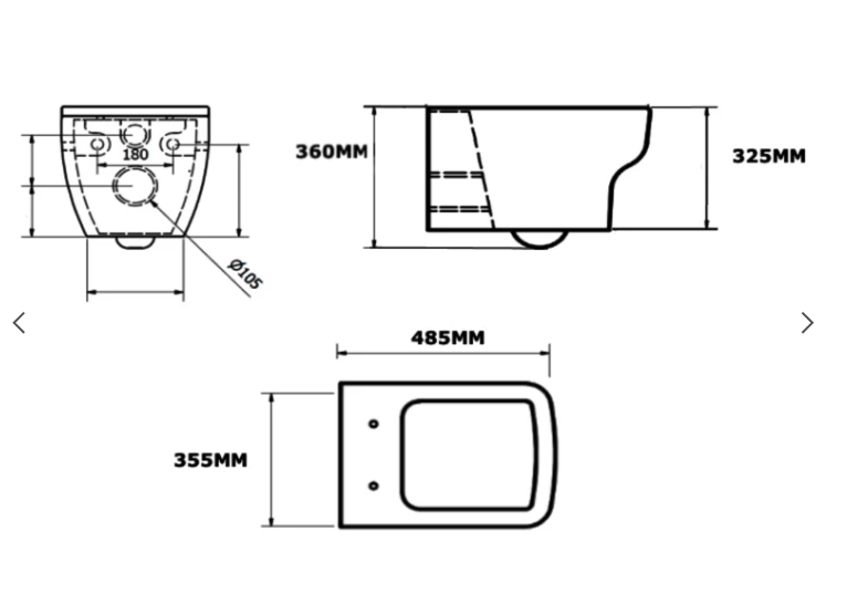 Kartell K-VIT Options 600 Wall Hung WC with Soft Close Seat-White Gloss (POT077OP-SEA600OP)