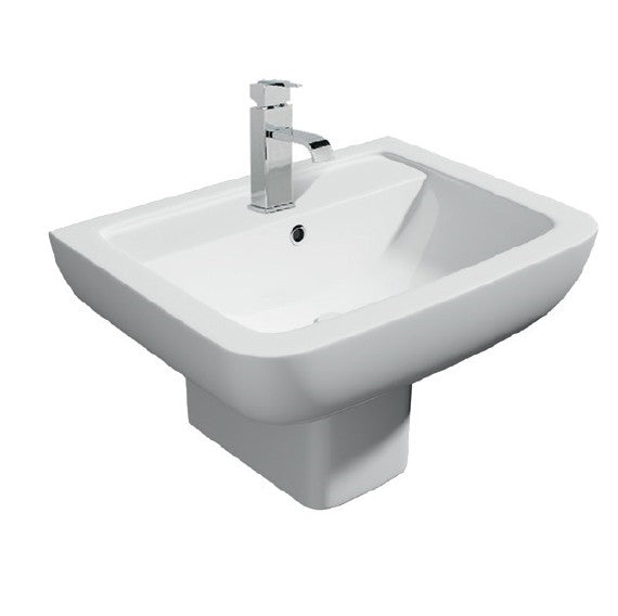 Kartell K-VIT Options 600 550mm 1Tap Hole Basin with Pedestal Options-White Gloss (POT085OP)