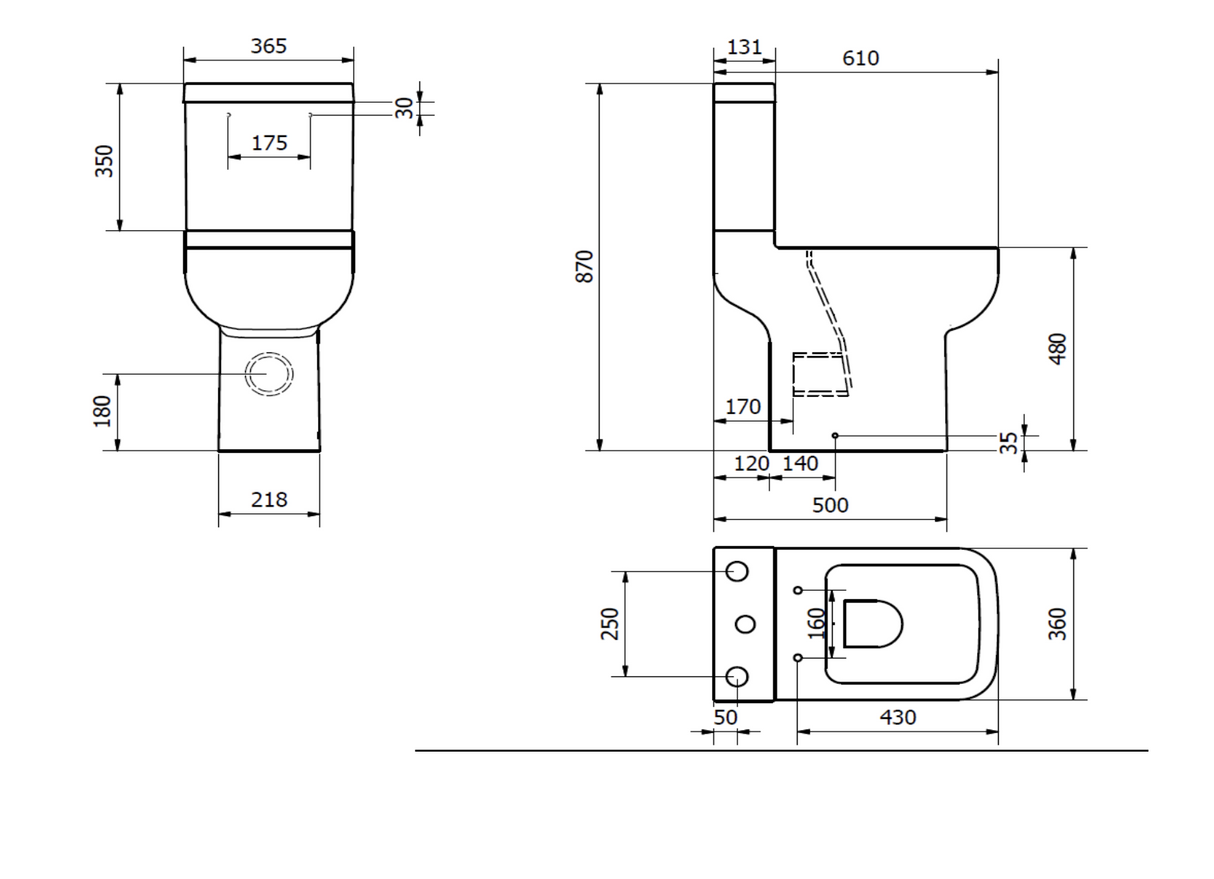 Kartell K-VIT Options 600 Comfort Height Rimless Close Coupled Pan-White Gloss (POT089OPR)