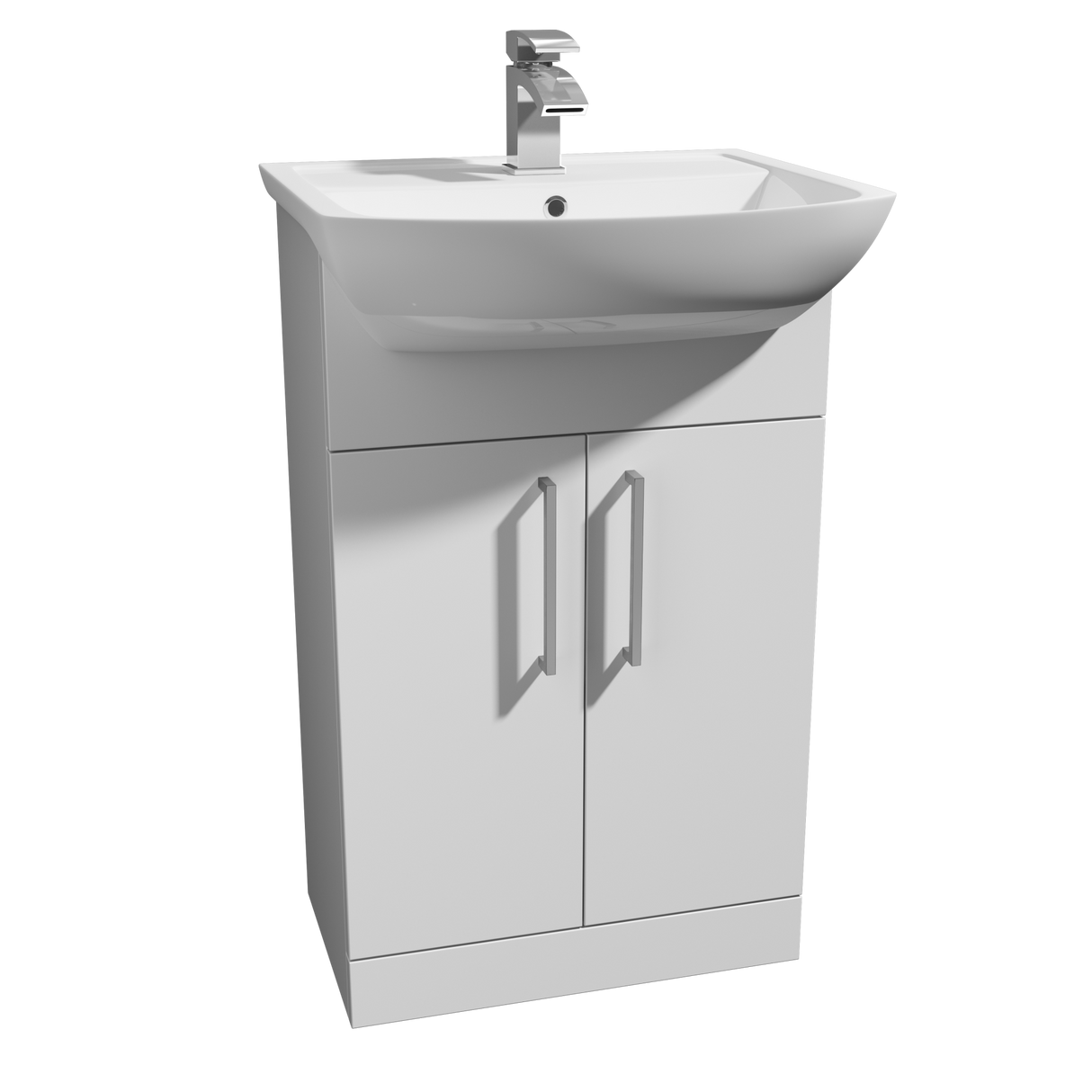 Kartell K-VIT Pure 550mm semi recessed 1 tap hole basin in white gloss ceramic - POT268PU