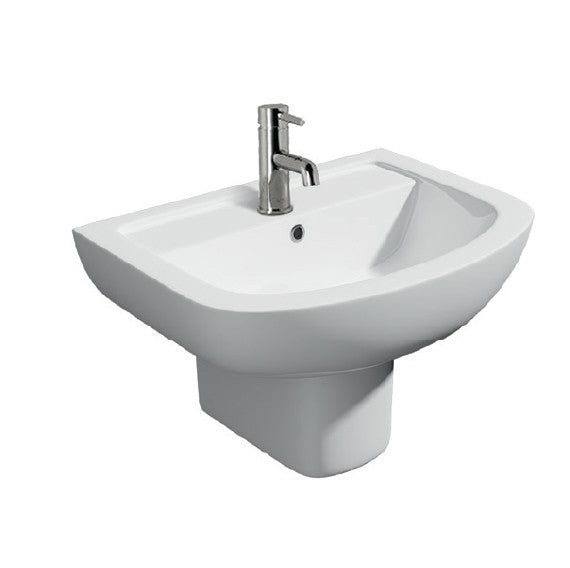 Kartell K-VIT Studio 550mm One Tap Hole Basin with Semi Pedestal (POT290ST-POT452SE)