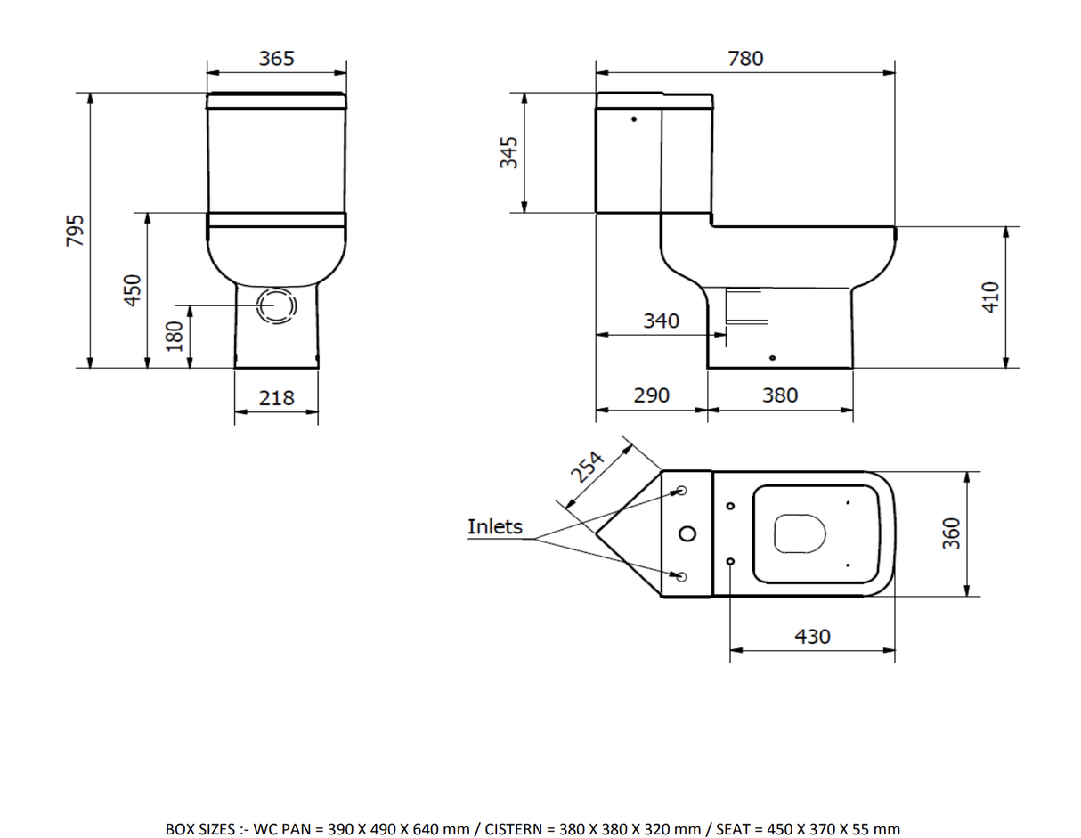Kartell K-VIT Trim Close Coupled WC with Soft Close Seat- White Gloss (POT471TR-POT472TR)